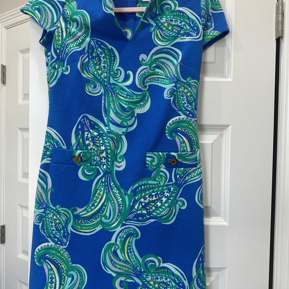 Lilly Pulitzer Blue and Green Textured Dress